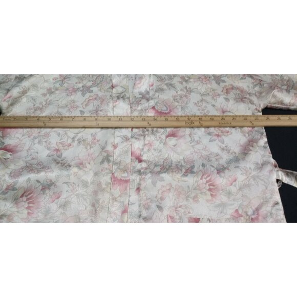 CELSA Floral Pink Short Robe Satin Finish Adjustable Strap Short Sleeve Size M/L - Picture 15 of 15
